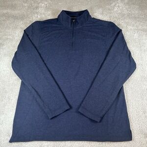 Orvis Pullover Sweater 1/4 Zip Logo Mock Neck Blue Classic Collection Mens Med